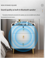 Meuble de chevet intelligent en bois massif au design moderne, écoresponsable, avec mini-lampe LED, chargeur sans fil et tiroir de rangement rafraîchissant pour chambre à coucher