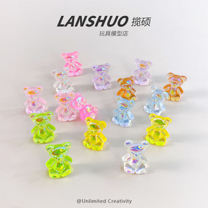 Miniature 3D Teddy Bear Ornament Plastic Resin DIY Jewelry Set Keychain Pendant Desktop Decor Craft Supplies - Product Image 3