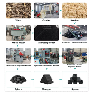 Ligne de production de briquettes de charbon de bois de noix de coco et de sciure de bois à biomasse continue, haute capacité 300-3000 kg, pour barbecue - Product Image 2