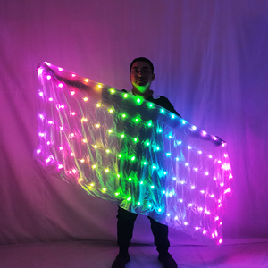 Veli <span class=keywords><strong>LED</strong></span> Luminosi in Seta per Danza del Ventre, Accessori per Spettacoli con Veli Rettangolari Multicolore - Product Image 1