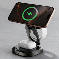 Chargeur magnétique 3 en 1 haute vitesse QI2.2 25W en aluminium pliable pour Samsung Galaxy