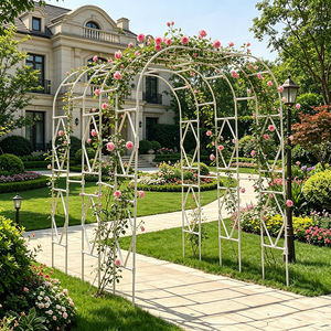 Arche de jardin en fer noir 1,8x2,4m pour plantes, structure de support facile à assembler - Product Image 5