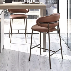 Chaises de salle à manger d'hôtel modernes en acier inoxydable, style design, couleur personnalisée, tissu éponge, tabourets de bar à pieds hauts - Product Image 6