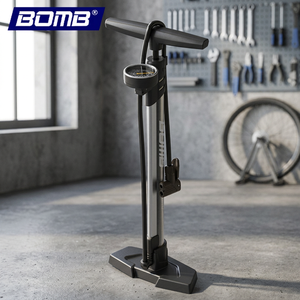 BOMB Steel High Pressure Bicycle Air <b>Pump</b> Digital Gauge 130-160PSI Range Schrader Valve Adapter <b>Manual</b> Operation Durable - Product Image 2