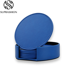 Customized Logo Circular PU Leather Coaster Holder Beer Coaster Waterproof Thermal Insulation Mat Europe Style Hotel Coaster