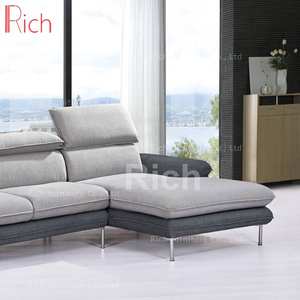 Dernière Conception En Forme De l Canapé avec Appuie-tête Capitonné Lin Côté Droit Sectionnel Appuie-tête Canapé D'angle - Product Image 5