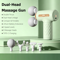 Pistolet de massage fascia compact 6 têtes, masseur de cou rechargeable sans fil vibrant portable pour usage domestique avec fonction musicale