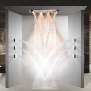 Musica lussuosa grande termostatico 64 colori LED sistema doccia a pioggia Set di rubinetti doccia a sei funzioni - Product Image 5