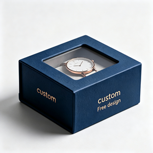 Caja de Reloj Rígida de Lujo con Logotipo Personalizado OEM y Ventana de PVC con Recubrimiento UV, Empaque de Cartón Reciclado Ecológico para Regalo - Product Image 1
