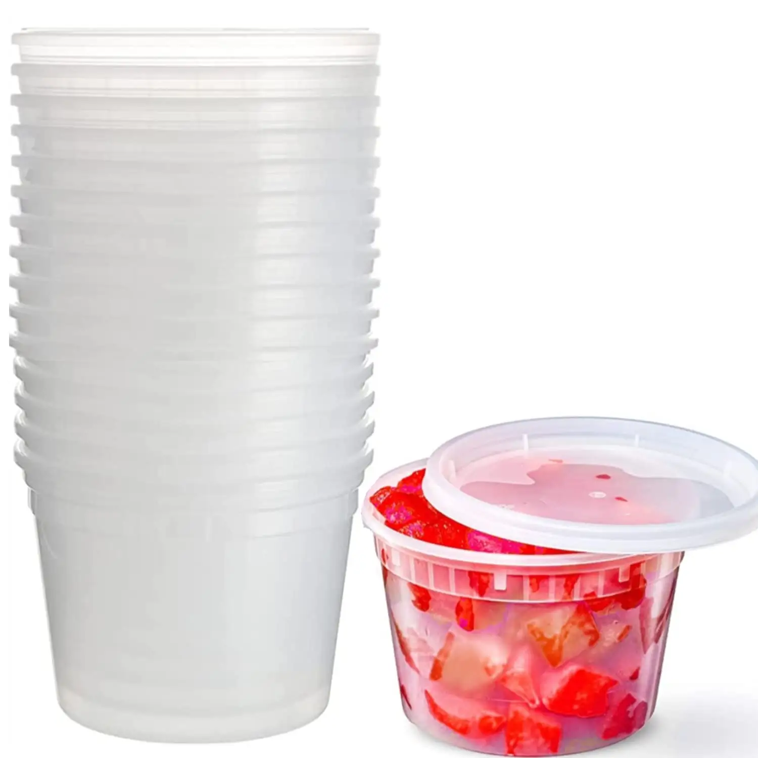 12 OZ Plastic Deli Containers with Airtight Lids Reusable Food Storage Container for Soups