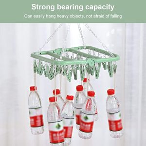 32 <b>Clips</b> Folding Multi-Functional Eco-Friendly Clothes Hanger Drying Rack for Children Adults Windproof Socks Bag Spice - Product Image 4