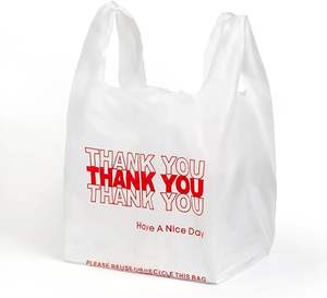 Gracias camiseta bolsas de fuelle lateral a granel PE plástico comestibles llevar bolsas para restaurantes supermercados Color personalizado - Product Image 1
