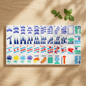 Ensemble de Mahjong américain moderne en acrylique, motif Chicago Day Tile, design sur le thème de la ville, vente en gros d'usine, en stock, prêt à être expédié - Product Image 1