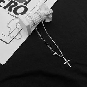 Nouveau collier pendentif en acier inoxydable réglable pour femmes, design minimaliste haut de gamme en forme de croix avec chaîne de pull - Product Image 2