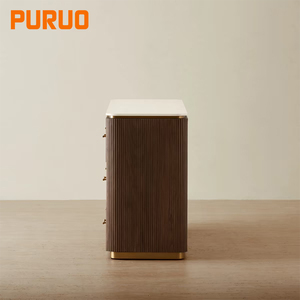 Credenza di Design Moderno di Alta Gamma per Sala da Pranzo, Soggiorno e Cucina, Mobile Portabottiglie in Acciaio Inox e MDF con Finitura in Legno e Pietra - Product Image 2