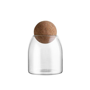 Ready to ship 500ml high borosilicate glass storage bottles jars with cork lid for kitchen storage