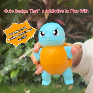 Linda pistola de agua con forma de tortuga para niños, juguete para jugar al aire libre, diseño de plástico azul y naranja, fácil de usar, diversión de verano - Product Image 1