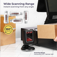 Escáner de Códigos de Barras de Mesa MP6300 2D QR, Manos Libres, Alto Rendimiento, Interfaz USB/RS232 para Punto de Venta y Comercio Minorista