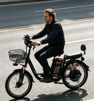 Vélo électrique avec freins à disque avant et arrière, batterie au lithium, fourche avant amortissante avec moteur 350W