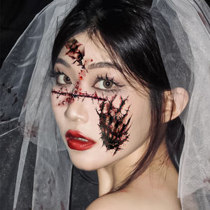 Tatuajes Temporales de <span class=keywords><strong>Agua</strong></span> con Diseño de Sangre, Adhesivos de Tatuajes de Moda Resistentes al <span class=keywords><strong>Agua</strong></span>, Compra al por Mayor para Cara y Cuerpo - Product Image 1