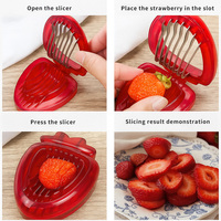 Coupe-fruits multifonctionnel manuel en plastique PS et acier inoxydable, robuste et durable, éplucheur de fraises, compatible lave-vaisselle