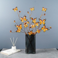 Fleur artificielle papillon en soie à branche unique pour décoration maison, mariage, hôtel, fête