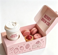 Boîte à emporter en carton écologique en gros avec emplacement pour gobelet à café, conteneur multi-compartiments pour desserts, idéal pour les cafés, les boulangeries et les plats à emporter