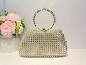 Nouvelle pochette de soirée unisexe avec chaîne en cristal entièrement sertie de diamants, fermeture éclair, imperméable, avec bandoulière, capacité de 1 à 1,9 L - Product Image 6