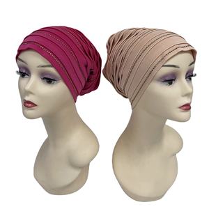 MH-1165 <span class=keywords><strong>2023</strong></span> femmes musulman Turban casquette 3D brodé coton Bonnet cristal accessoires élégant à la mode pour plage fête - Product Image 1