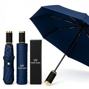 8-Rib Folding Umbrella UV-Resistant Logo Printing Business Gift for Adults Black Coating - Product Image 1