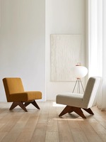 Fauteuil Chandigarh avec dossier simple, chaise de sol moderne en bois massif, fauteuil paresseux pour chambre et salon, écologique et durable