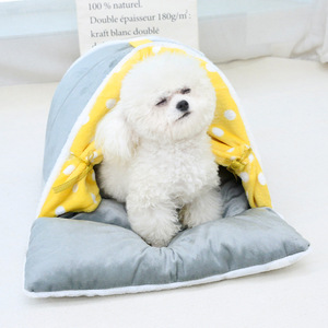 Curtain Style Enclosed Pet Bed For Dogs <b>Small</b> Medium Size Thickened Warm Triangle Shape With Strawberry Decor Hand Washable - Product Image 2