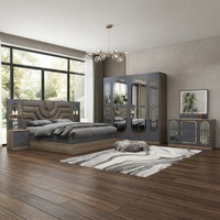 Ensemble de chambre à coucher moderne en MDF et bois, lit double king size, mobilier de maison simple et moderne, vente en gros à prix abordable