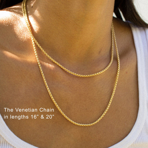 <span class=keywords><strong>Cadena</strong></span> de eslabones chapada en oro de 14k para mujer, caja de collares venecianos, collares de capas - Product Image 4