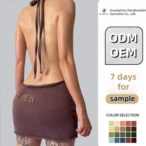 2025 abiti di moda firmati personalizzati da <span class=keywords><strong>donna</strong></span> Casual da <span class=keywords><strong>donna</strong></span> senza schienale in <span class=keywords><strong>cotone</strong></span> estivo Sexy per feste Mini abiti aderenti da <span class=keywords><strong>donna</strong></span> - Product Image 1