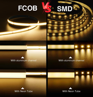Interior Flexible 8mm IP20 Control remoto inteligente Cobre 3000K 4000K 6500K Regulable 24V COB Tira de luces LED