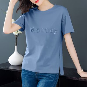 Avocado Green Embroidered T-Shirt Women's Short Sleeve Loose Fit Summer Casual Top Plus Size Middle-Aged Mother Clothing - Product Image 5