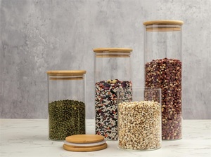 Bộ dụng cụ sắp xếp nhà bếp tối giản, lọ đựng thực phẩm bằng thủy tinh có nắp đậy bằng tre, kín khí, hộp đựng gia vị bằng gỗ, dùng cho các bữa tiệc - Product Image 2