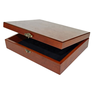Boîte à bijoux en bois brillant, design rectangulaire moderne, multifonctionnelle avec couvercle à charnières, rangement à 1 niveau - Product Image 1