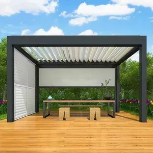 Tấm Che Sân Vườn Có Động Cơ Tự Làm Tấm Che Sân Vườn Pergola Bằng Nhôm Có Đèn LED