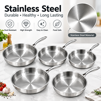 Poêle à frire en acier inoxydable, compatible induction, passe au four et au lave-vaisselle, ustensile de cuisine professionnel robuste, chaleur rapide et uniforme
