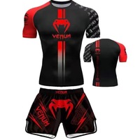 Ensemble d'entraînement Sanda UFC pour hommes, haut de compression à séchage rapide, T-shirt à manches courtes Muay Thai/MMA, short, équipement de combat pour la salle de sport
