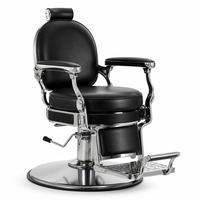 Fauteuil de barbier classique avec base surdimensionnée de 68 cm, pompe hydraulique 360° °   Chaise de coiffure pivotante robuste pour salon de coiffure et institut de beauté