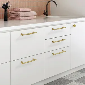 Hot Sale Satin Brass Golden Furniture Decorative Handles And Knobs Nordic Shoe Cabinet Drawer Handles Cupboard Pulls