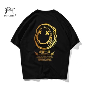 T-shirt da uomo in cotone oversize con spalle scese, personalizzabile con stampa logo, ricamo nero, per abbigliamento maschile - Product Image 6