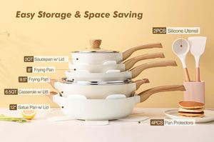 14-Piece Classic Non-Stick Granite Medical Stone Cookware Set <b>Induction</b> Gas Stove Suitable Soup <b>Pot</b> Frying Pan Metal Material - Product Image 3