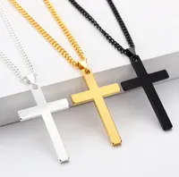 Модная Золотая, серебряная, черная цепочка из нержавеющей стали, подвеска с крестом Иисуса, ожерелье для мужчин, пара, друг, молитва, ювелирное изделие
