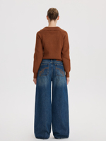 Jean YUANBOFEI pour femme, micro-à volants, haute qualité, coupe ajustée, taille haute, en denim respirant, style simple et tendance
