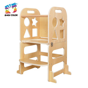 Torre de aprendizaje plegable de <span class=keywords><strong>madera</strong></span> para niños pequeños, taburete con <span class=keywords><strong>pizarra</strong></span> y recortes de formas para ayudar en la cocina W08G540 - Product Image 6
