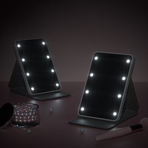 <span class=keywords><strong>Espejo</strong></span> de Bolsillo Plegable de Cuero PU con Luces LED, Logotipo Personalizado, <span class=keywords><strong>Espejo</strong></span> Compacto Portátil de Viaje para <span class=keywords><strong>Maquillaje</strong></span> - Product Image 2